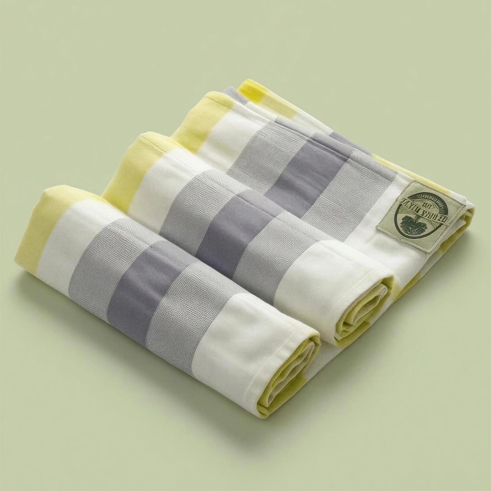 Premium Bamboo Towel – Grey & Yellow